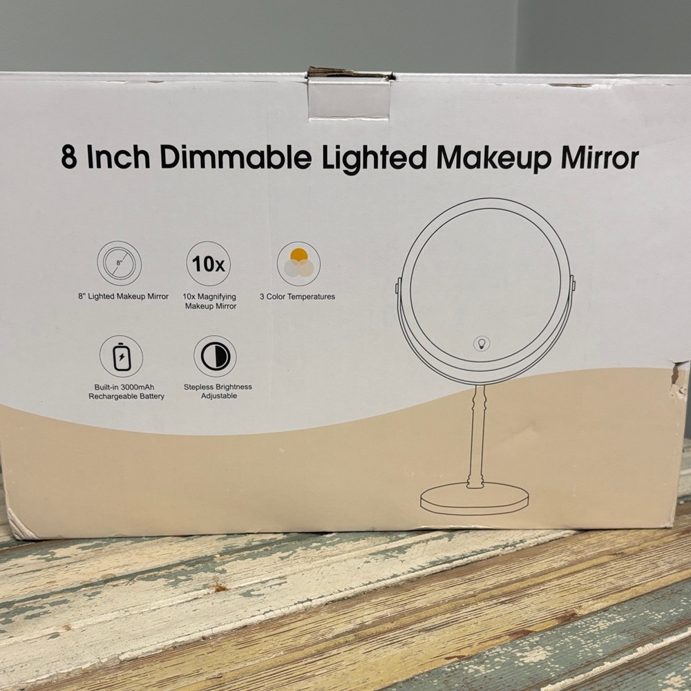 Dimmable Lighted Makeup Mirror with 10x Magnification